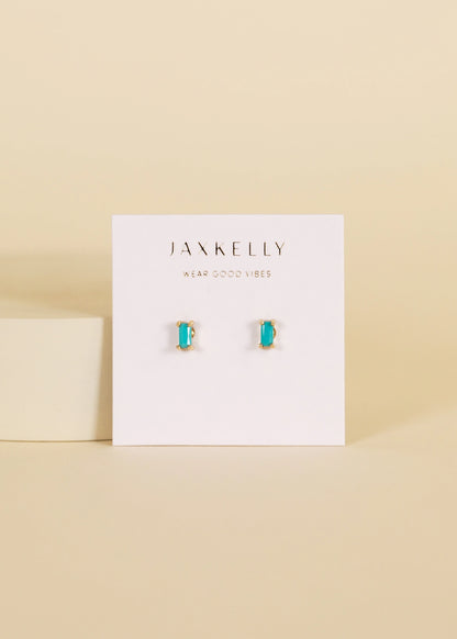 Turquoise Baguette Gold Earrings