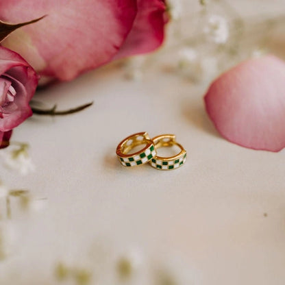 Green and White Checkered Hoops