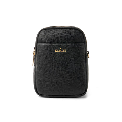 front of kedzie black solstice crossbody purse