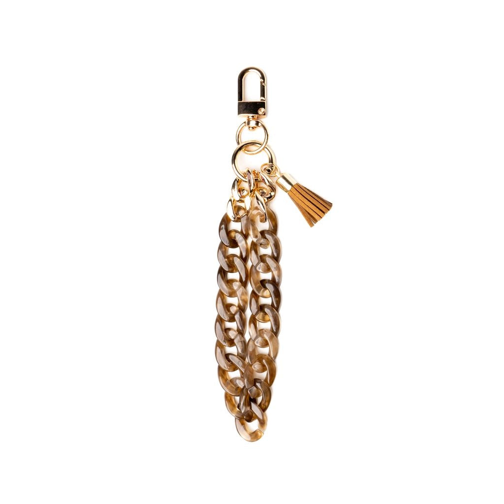 brown acrylic keychain with easy swivel clip