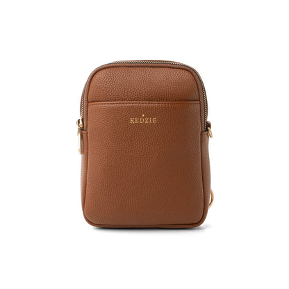 vegan leather kedzie crossbody solstice in brown
