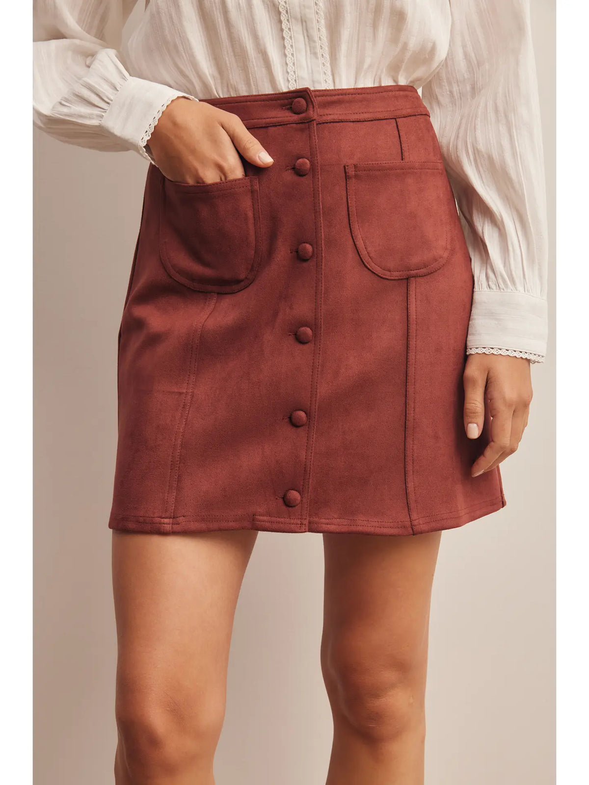 Burgundy Suede Mini Skirt