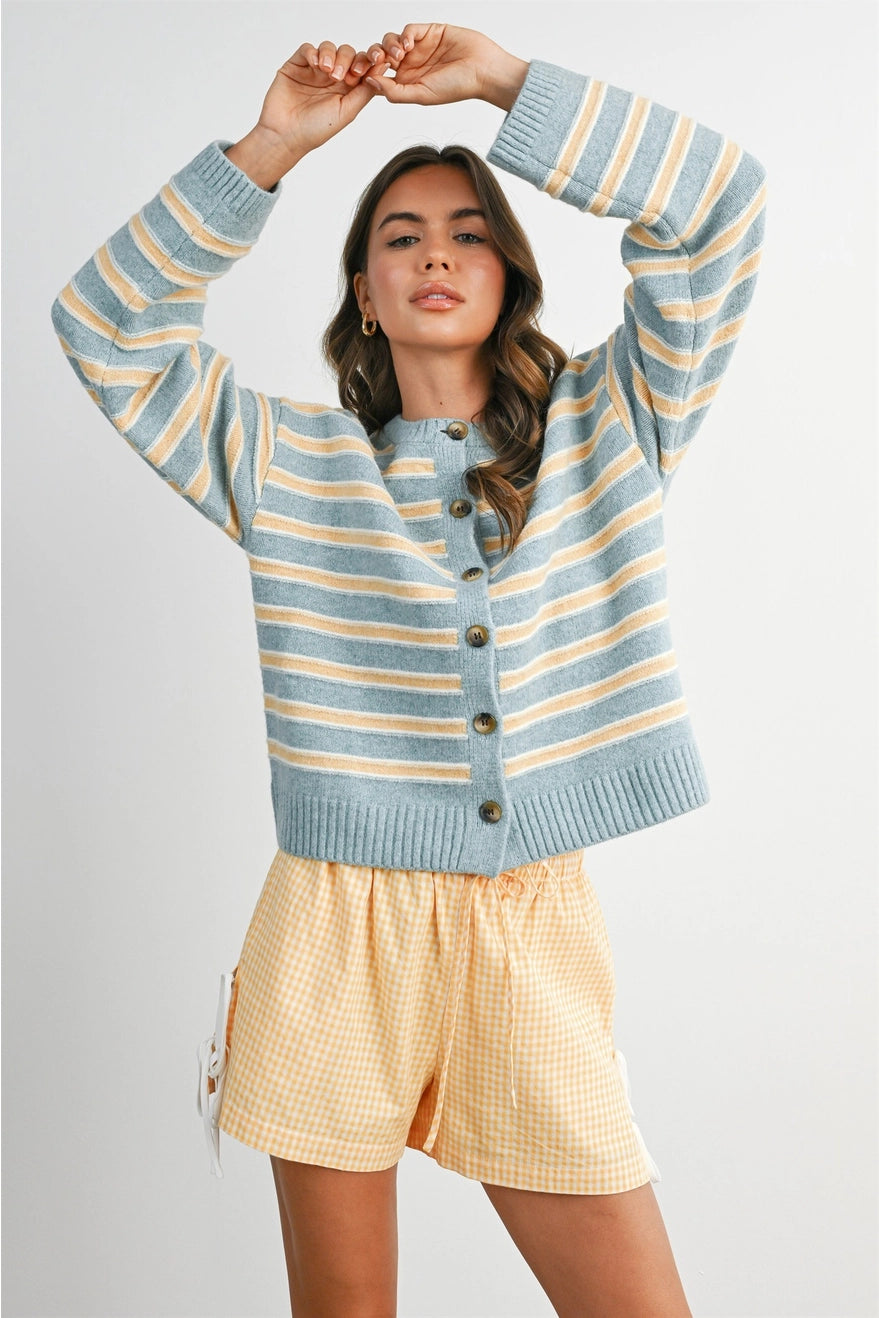 Cozy Stripe Button Up Cardigan