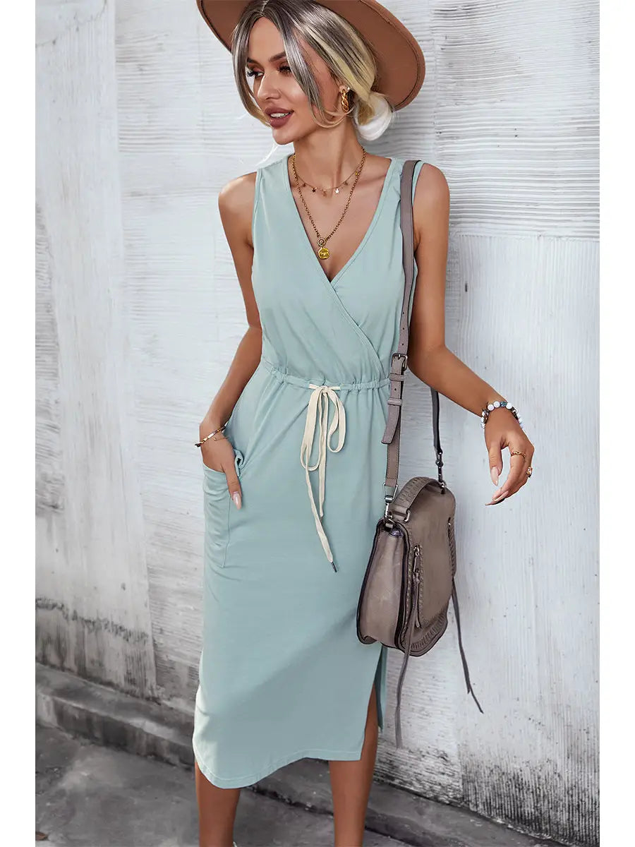 V Neck Sleeveless Dress