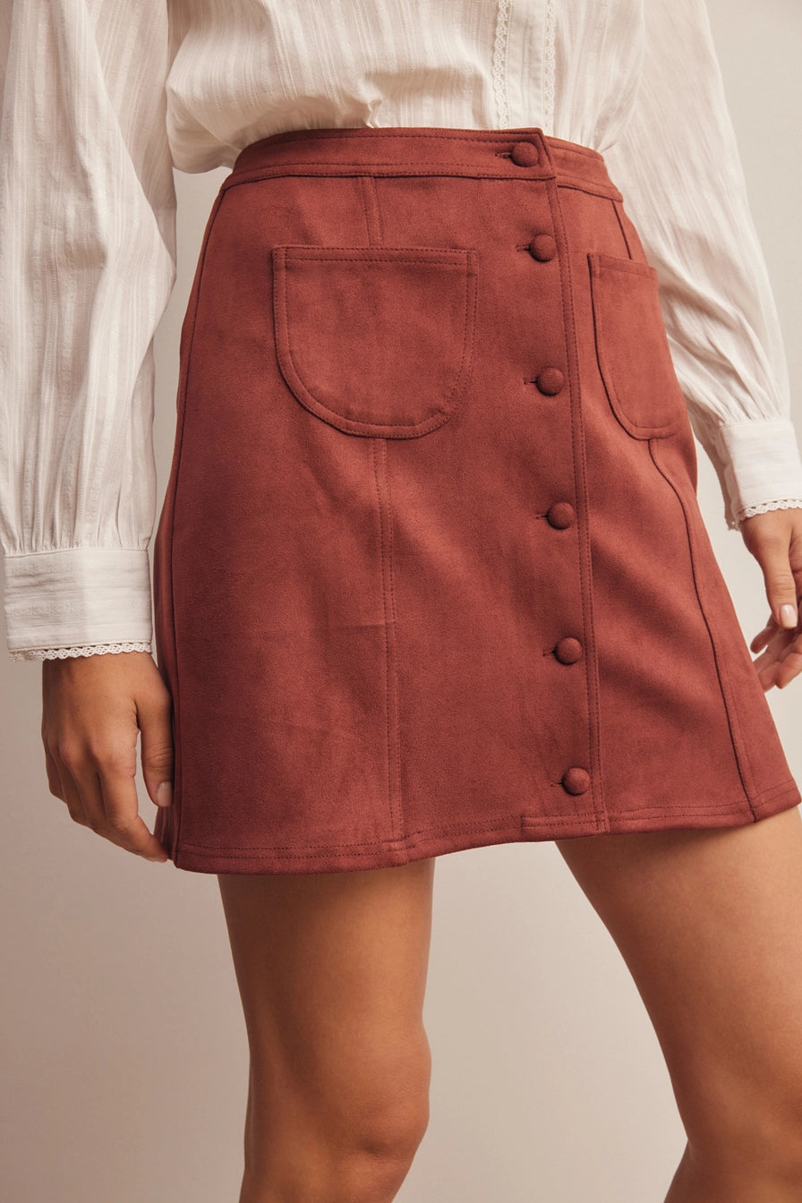 Burgundy Suede Mini Skirt