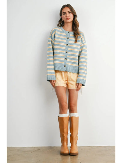 Cozy Stripe Button Up Cardigan
