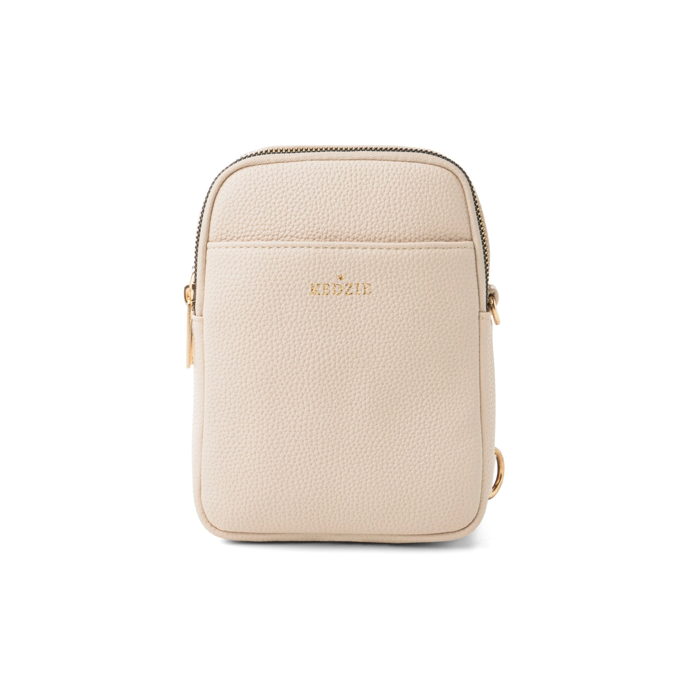 front view of cream kedzie purse