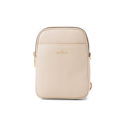 front view of cream kedzie purse