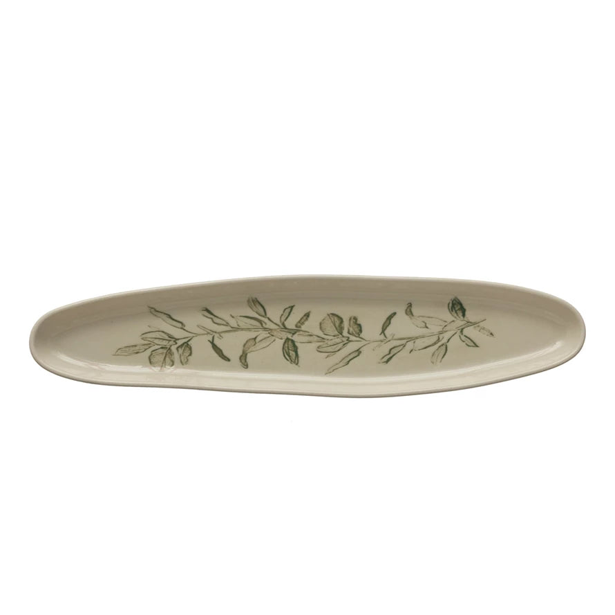 Botanical Debossed Stoneware Tray