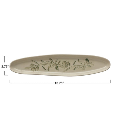 Botanical Debossed Stoneware Tray