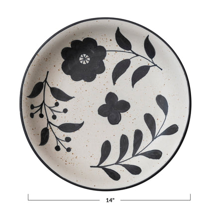 Stoneware Floral Serving Bowl