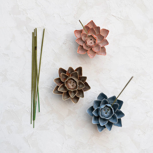 Stoneware Incense Flower Holder