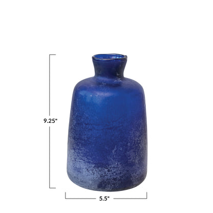 Sandblasted Blue Vase