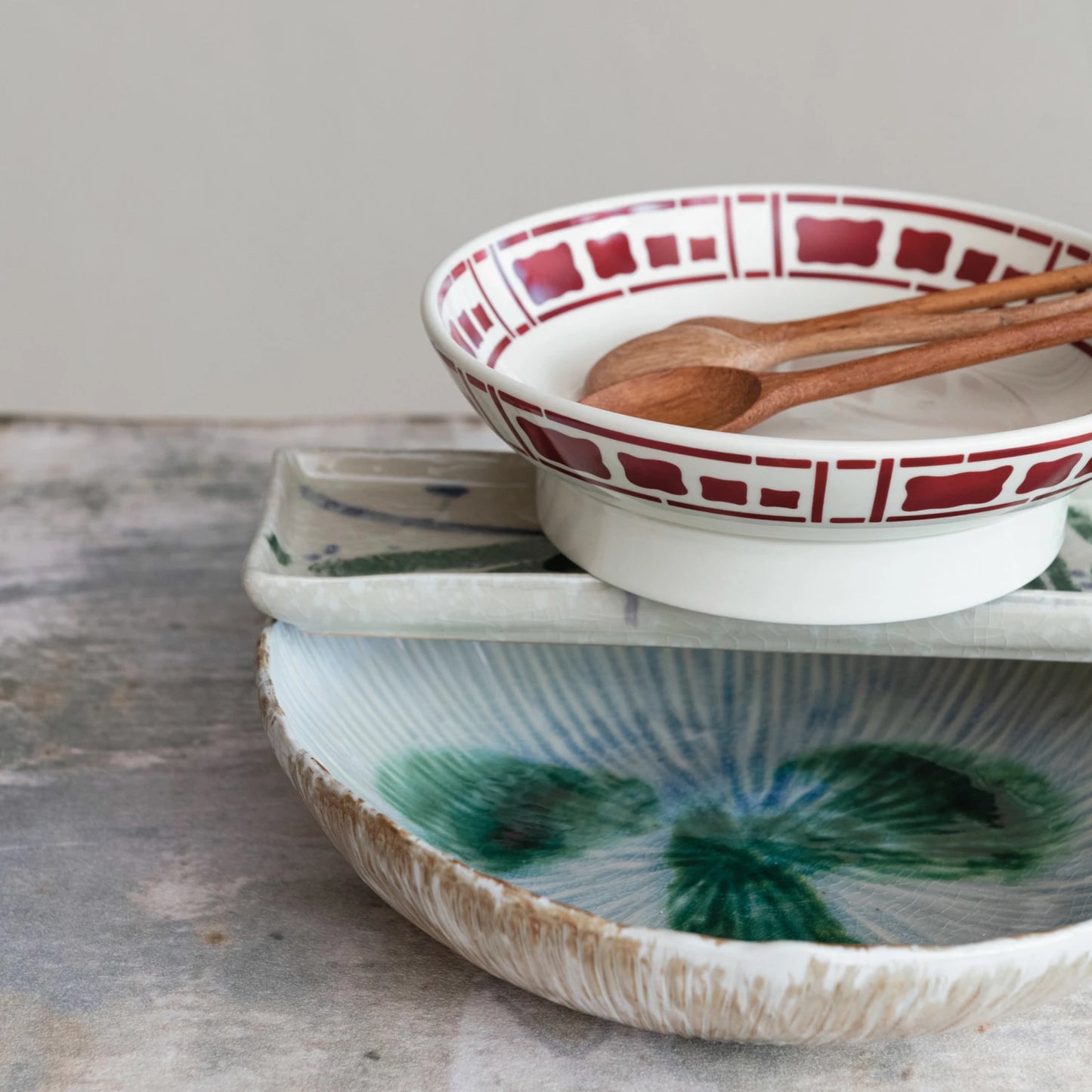 Stoneware Bowl with Reactive Crackle Glaze