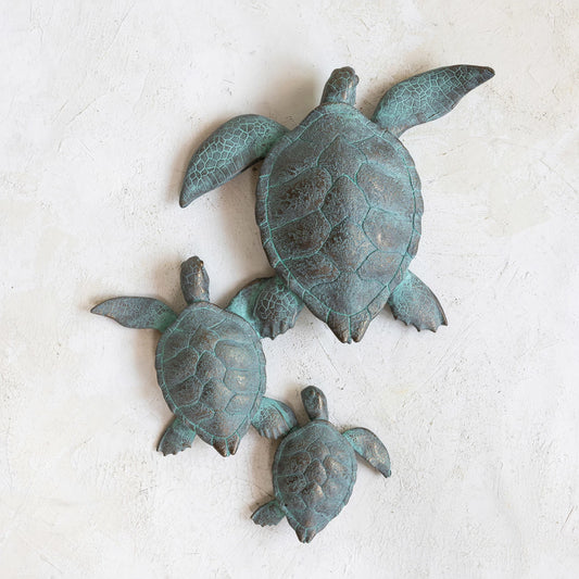 Resin Turtle Family Wall Deor