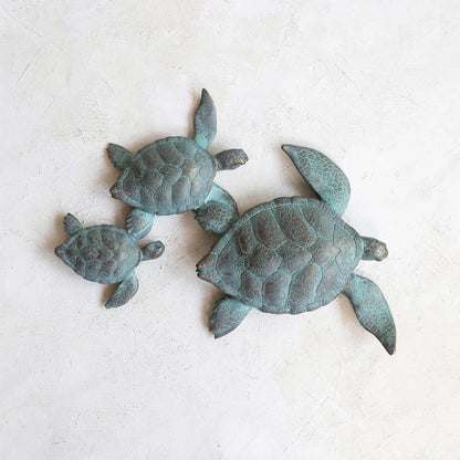 Resin Turtle Family Wall Deor