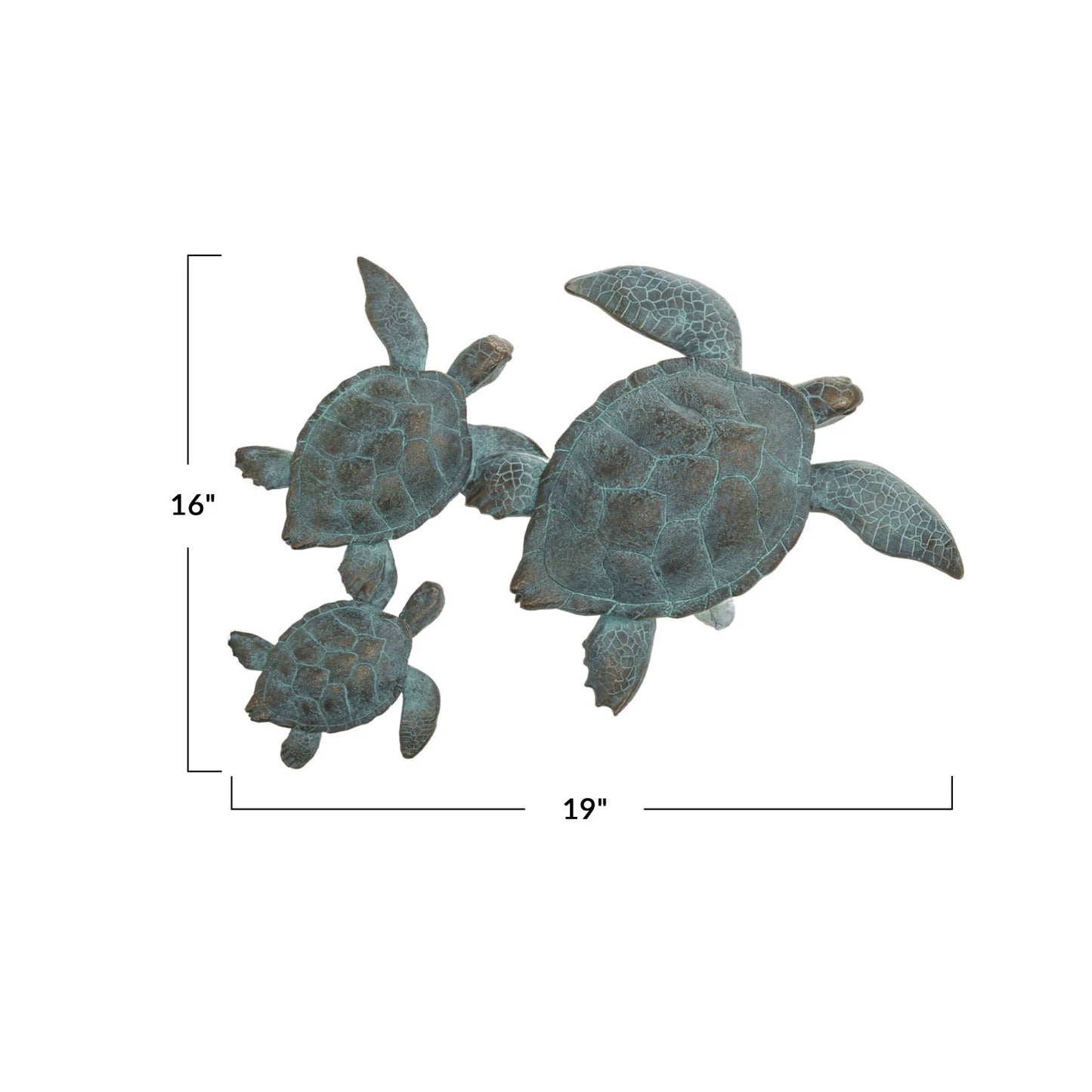 Resin Turtle Family Wall Deor