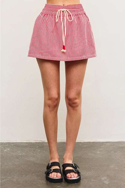 Wide Waist Drawstring Skort