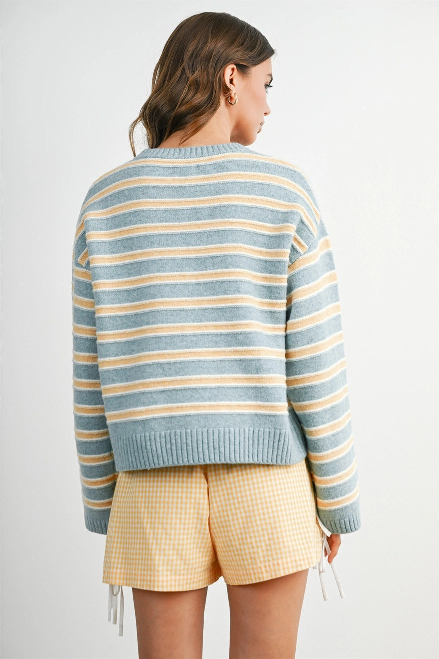 Cozy Stripe Button Up Cardigan