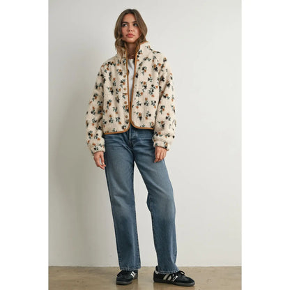 Floral Print Fleece Jacket