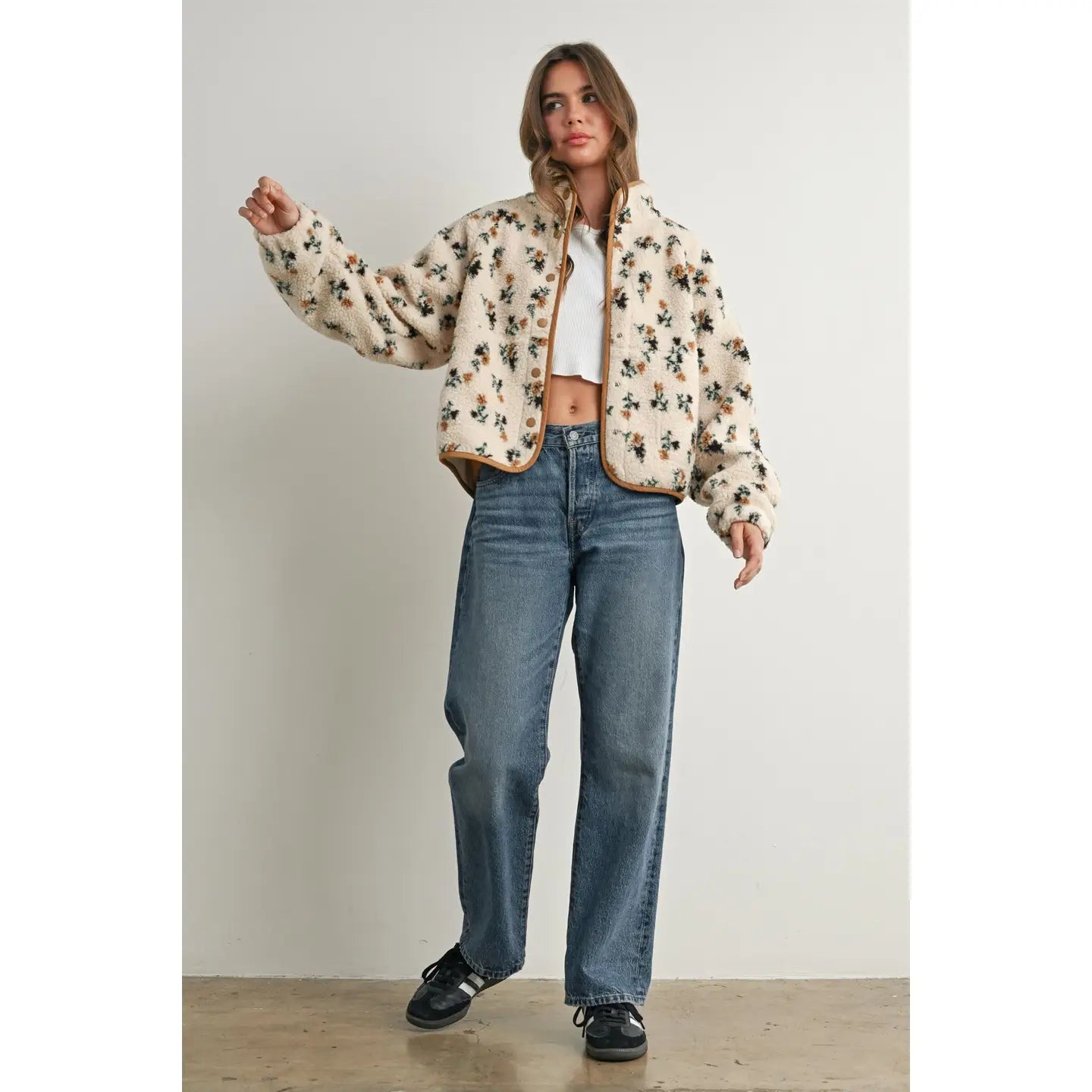 Floral Print Fleece Jacket