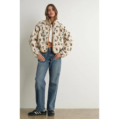 Floral Print Fleece Jacket