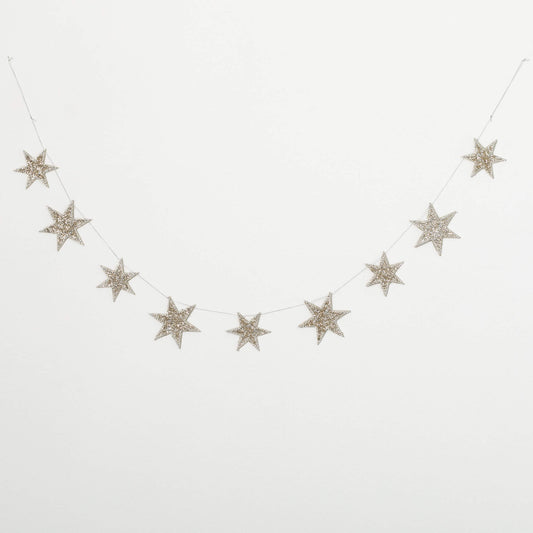 Silver Glitter Star Garland