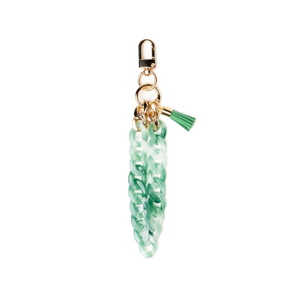 green acrylic keychain with easy swivel clip