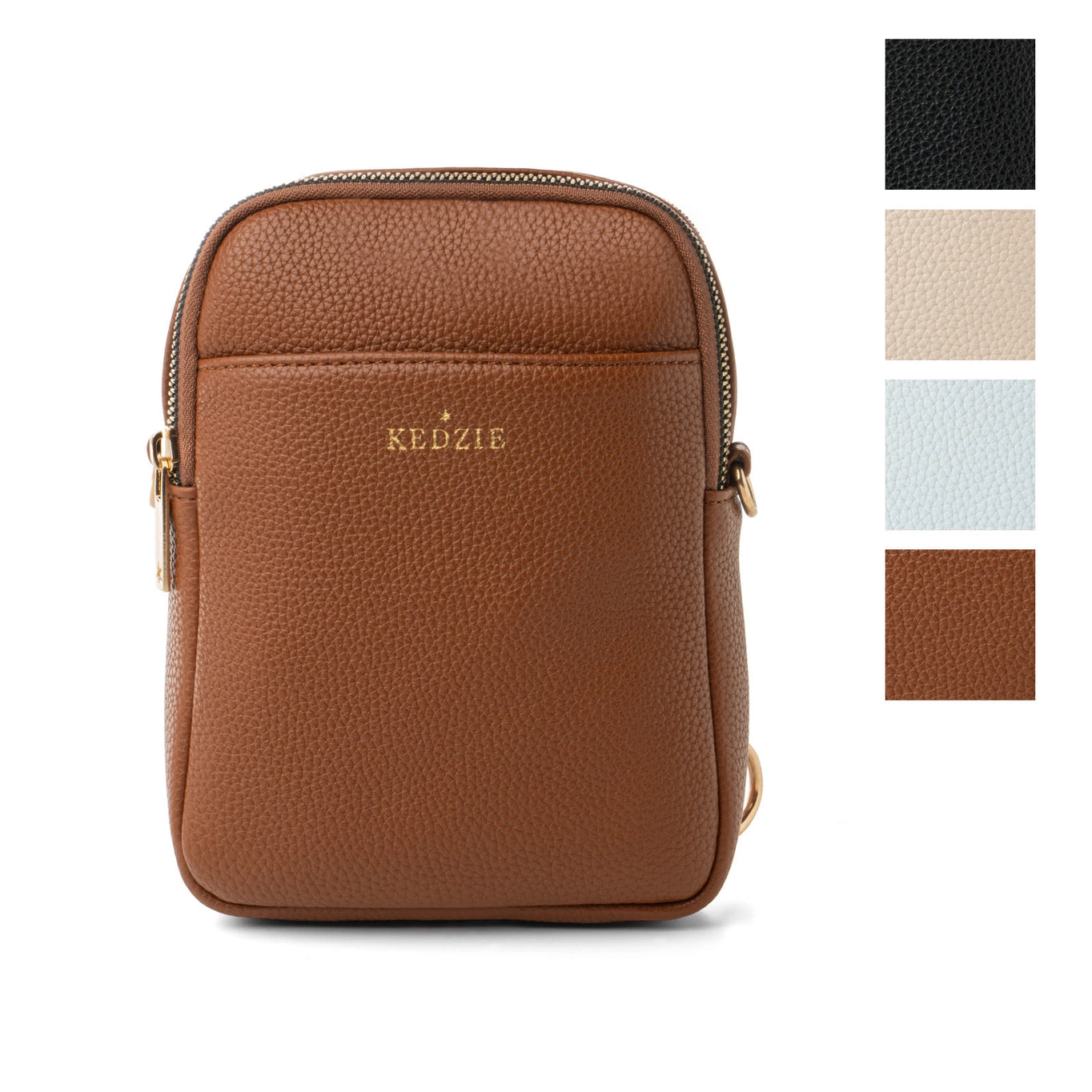 brown kedzie solstice purse with colored squares showing all available color options