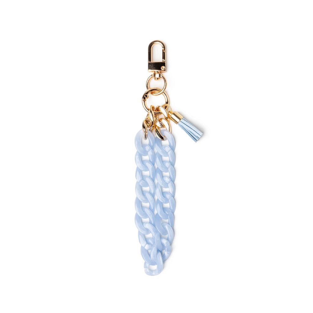light blue acrylic keychain with easy swivel clip
