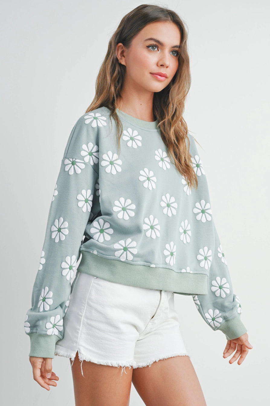 lightweight sweatshirt for spring or fall weather shown on model with white shorts