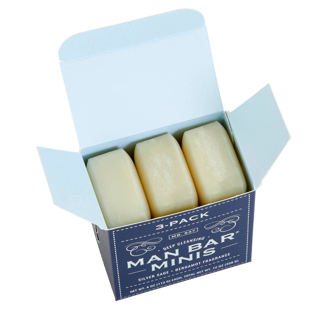 Box of Man Bar Minis soap bars with three visible bars.