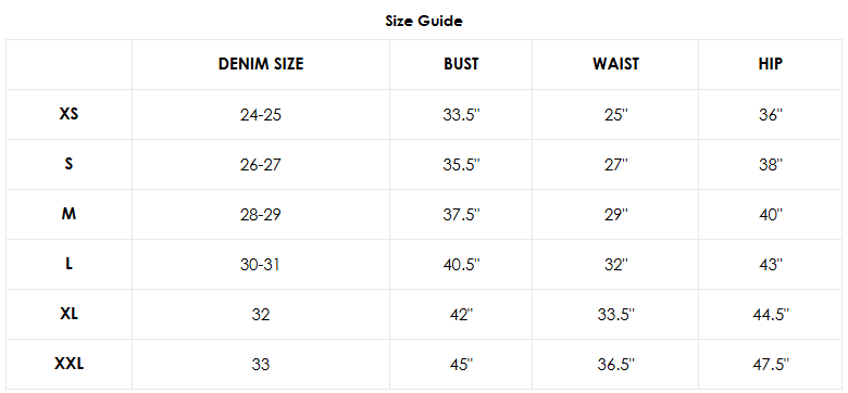 size chart for blouse 