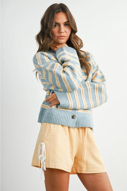 Cozy Stripe Button Up Cardigan