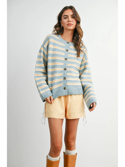 Cozy Stripe Button Up Cardigan
