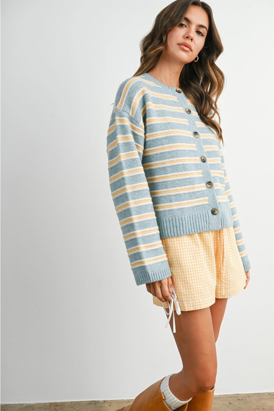 Cozy Stripe Button Up Cardigan