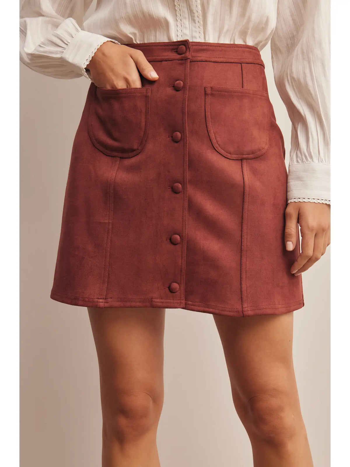 Burgundy Suede Mini Skirt
