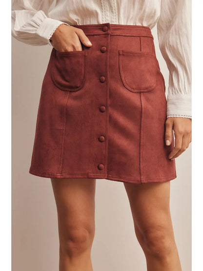 Burgundy Suede Mini Skirt