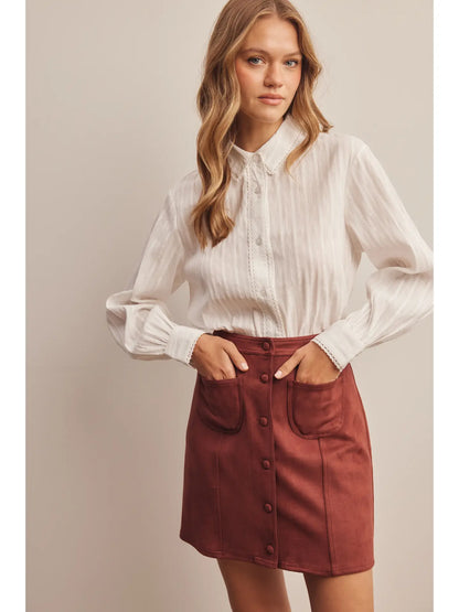 Burgundy Suede Mini Skirt