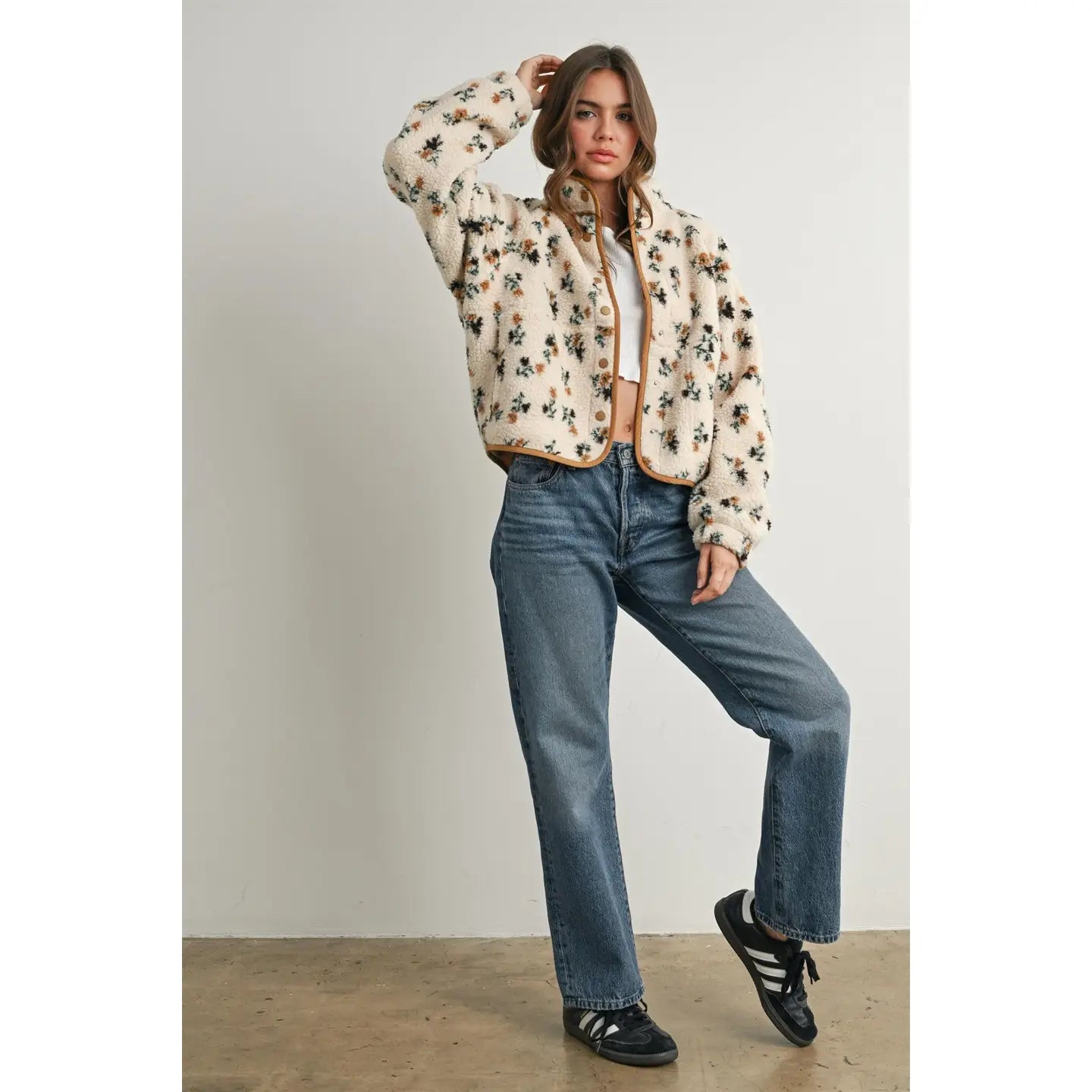 Floral Print Fleece Jacket
