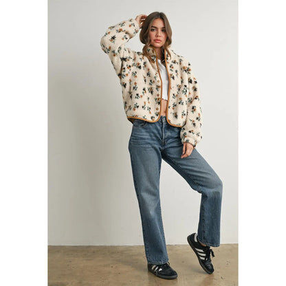 Floral Print Fleece Jacket