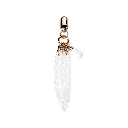 white acrylic keychain with easy swivel clip