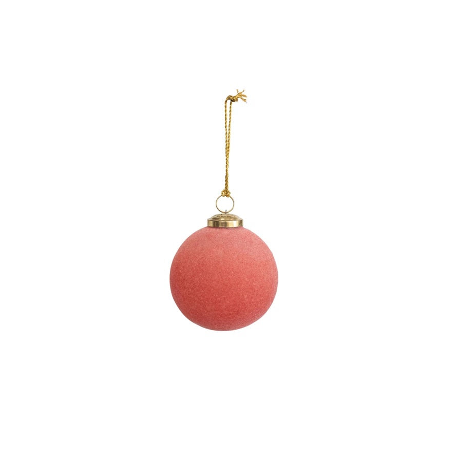 Flocked Glass Ball Ornament