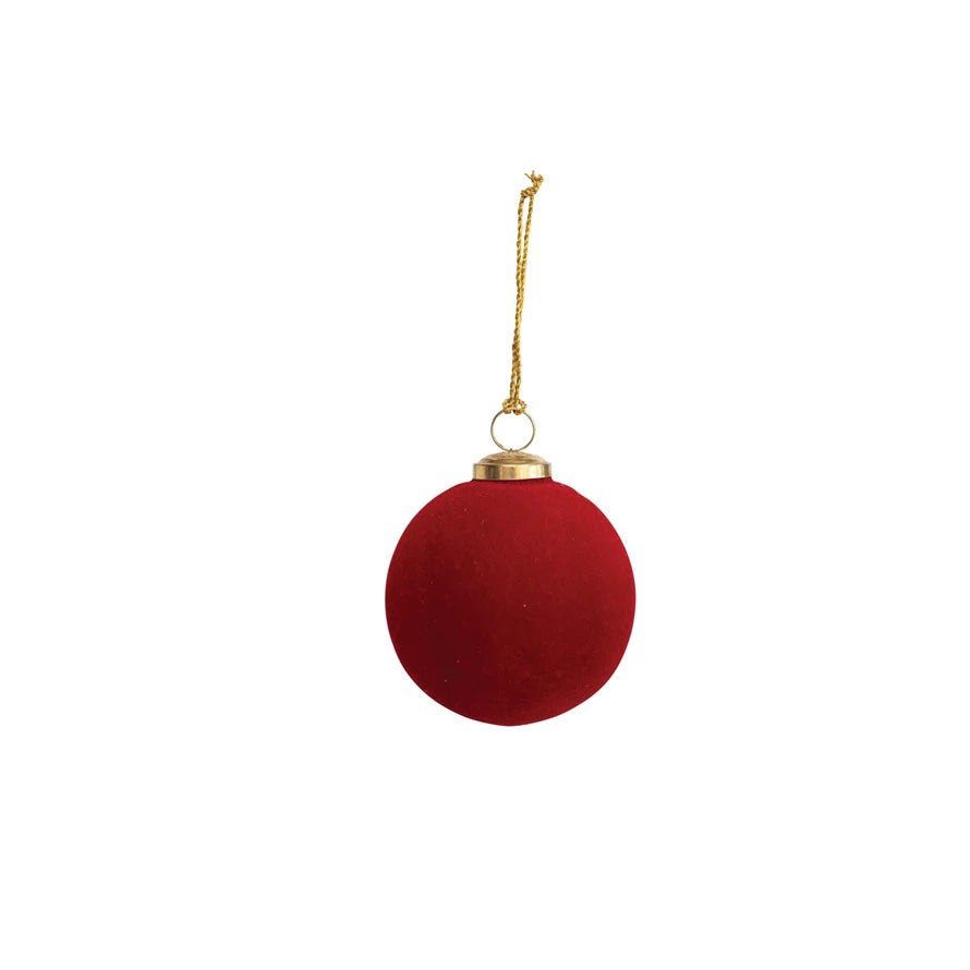 Flocked Glass Ball Ornament