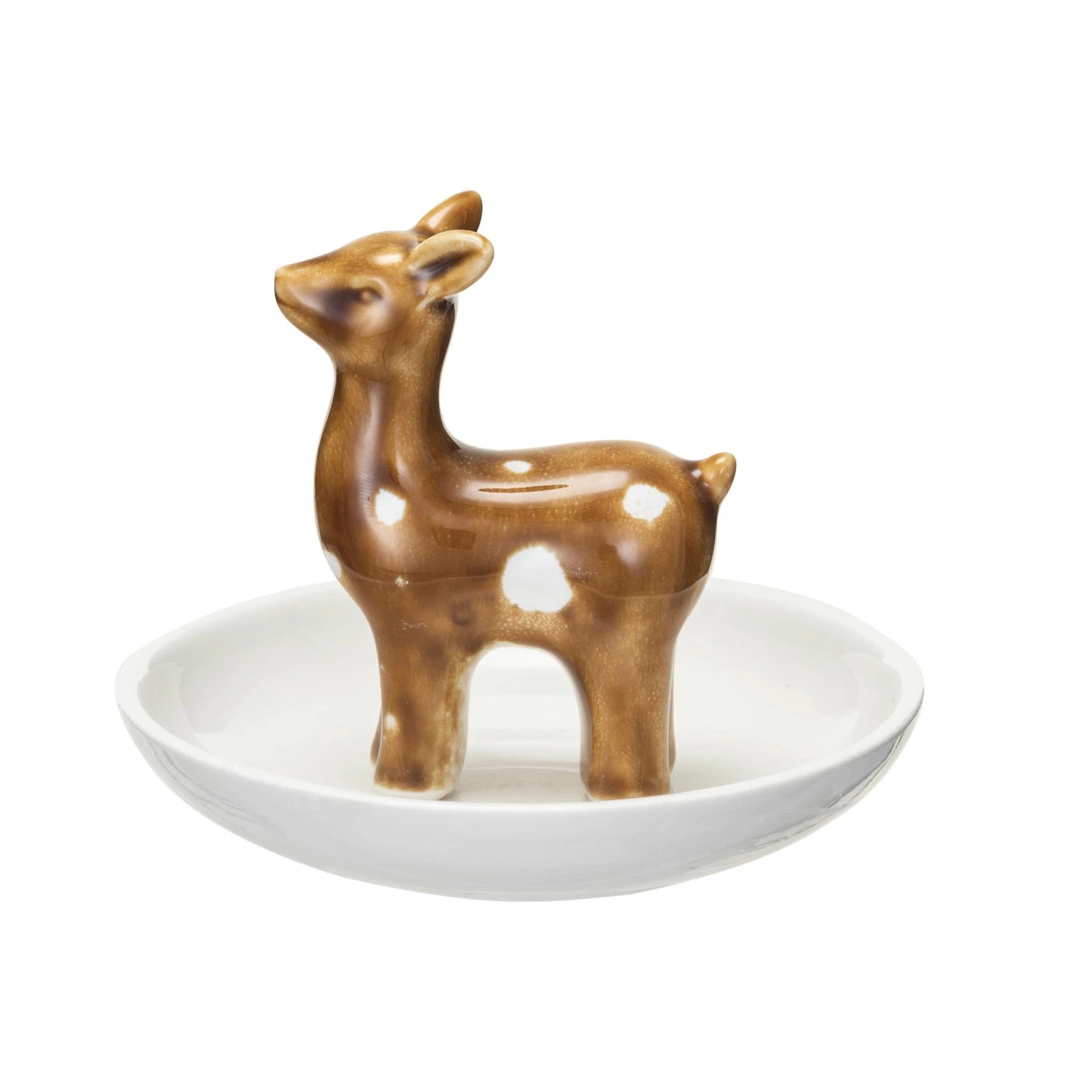 Decorative Stoneware Dish with Deer