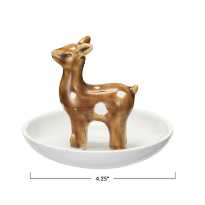 Decorative Stoneware Dish with Deer