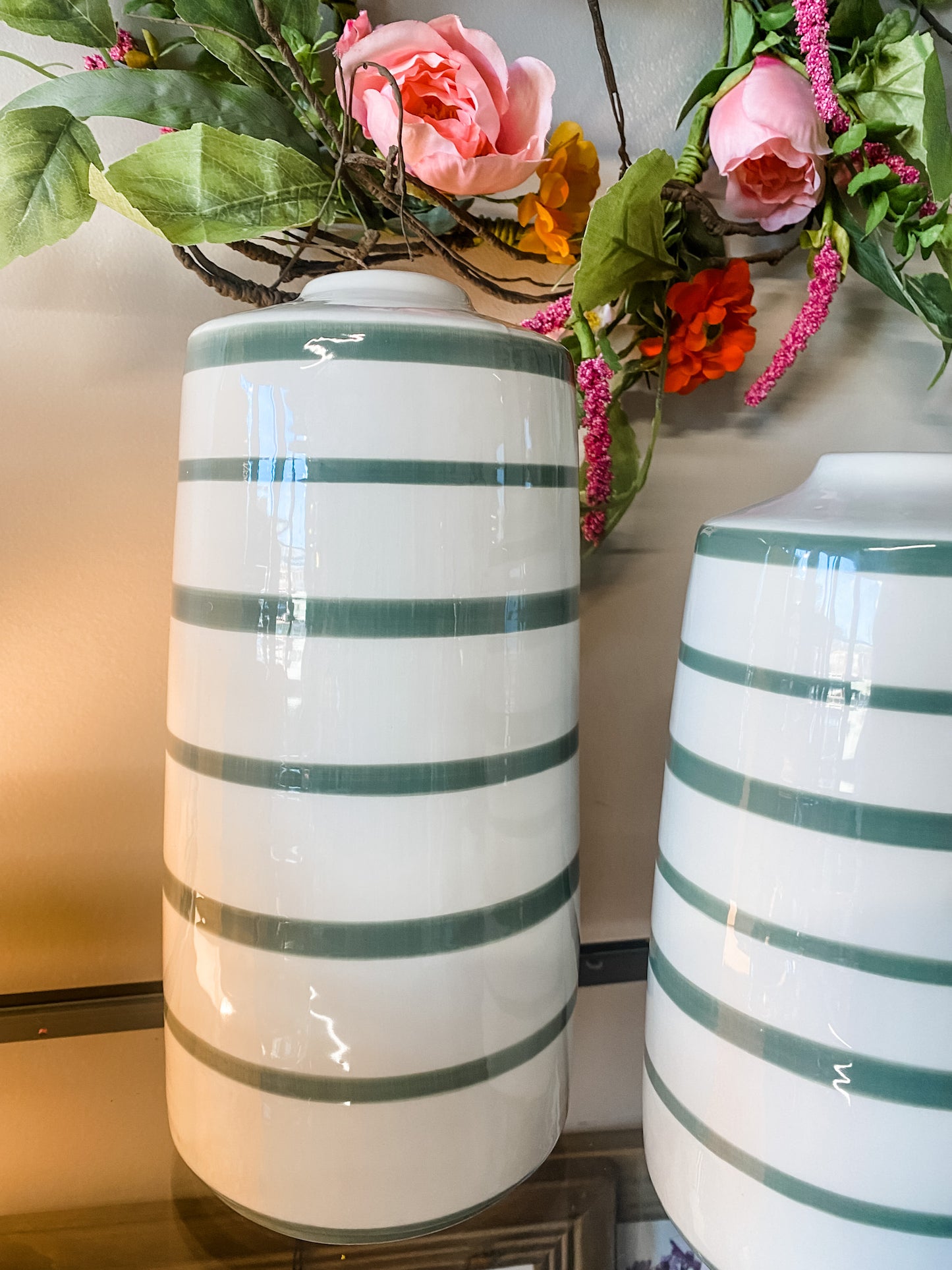 Green Striped Vase